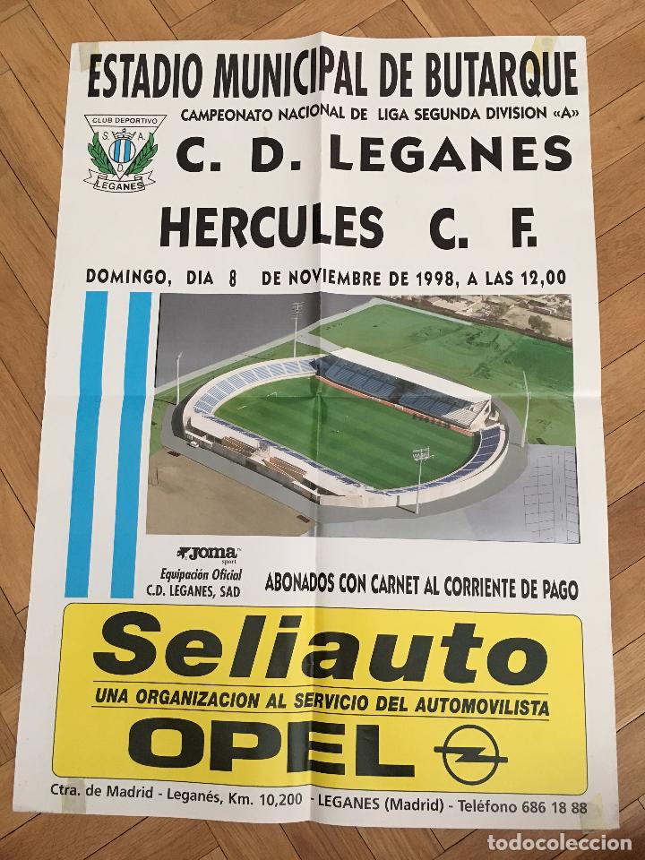 Coleccionismo deportivo: RP POSTER CARTEL LEGANES 2-2 HERCULES LIGA TEMPORADA 1998 1999 BUTARQUE