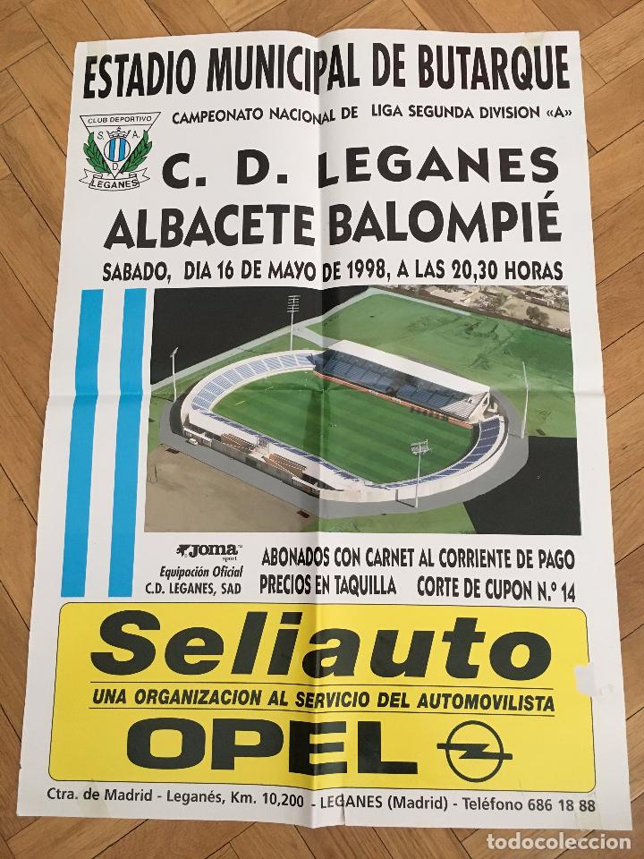 Coleccionismo deportivo: RP POSTER CARTEL LEGANES 0-2 ALBACETE BALOMPIE LIGA TEMPORADA 1997 1998 BUTARQUE