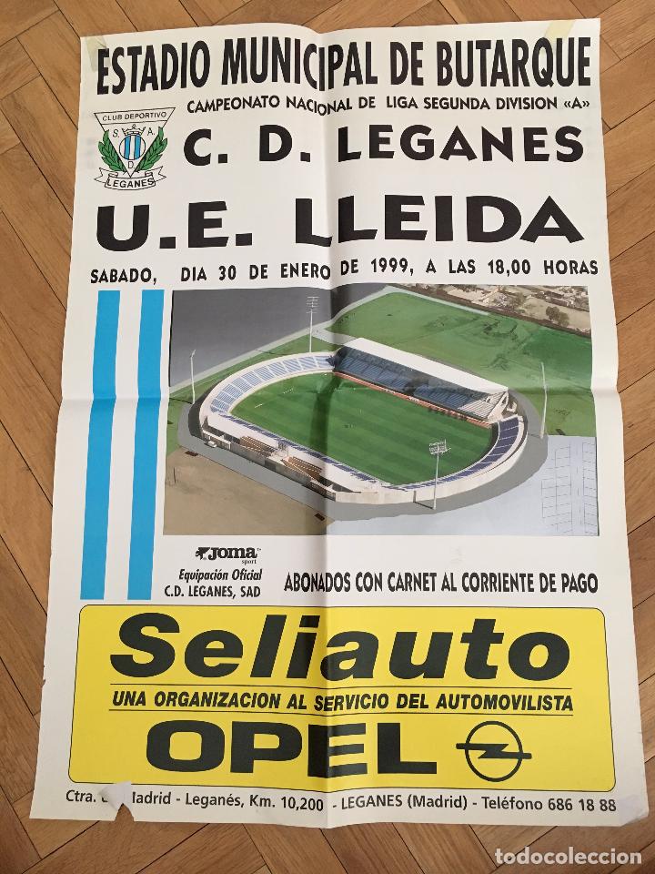 Coleccionismo deportivo: RP POSTER CARTEL LEGANES 1-0 LLEIDA LIGA TEMPORADA 1998 1999 BUTARQUE