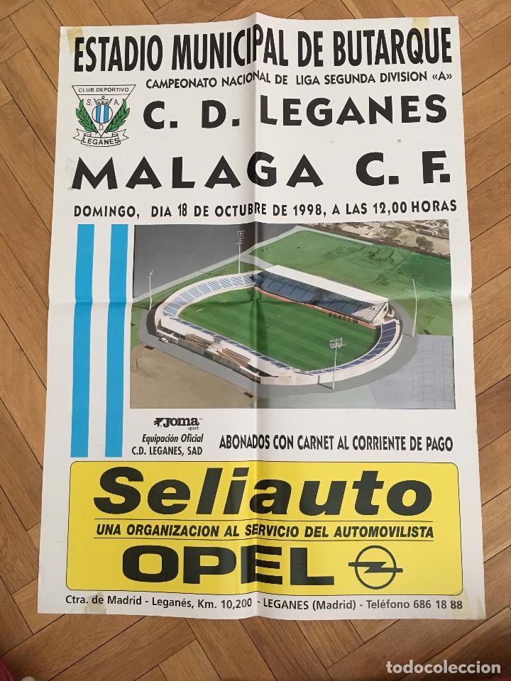 Coleccionismo deportivo: RP POSTER CARTEL LEGANES 0-2 MALAGA LIGA TEMPORADA 1998 1999 ESTADIO MUNICIPAL BUTARQUE