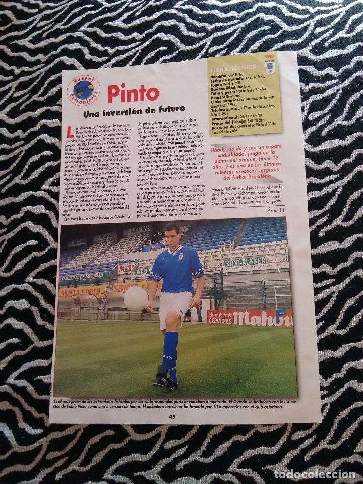 Collezionismo sportivo: FICHA T&Eacute;CNICA DE UNA P&Aacute;GINA REVISTA DON BAL&Oacute;N LIGA 1998-1999 (LIGA 98-99): FABIO PINTO (REAL OVIEDO)