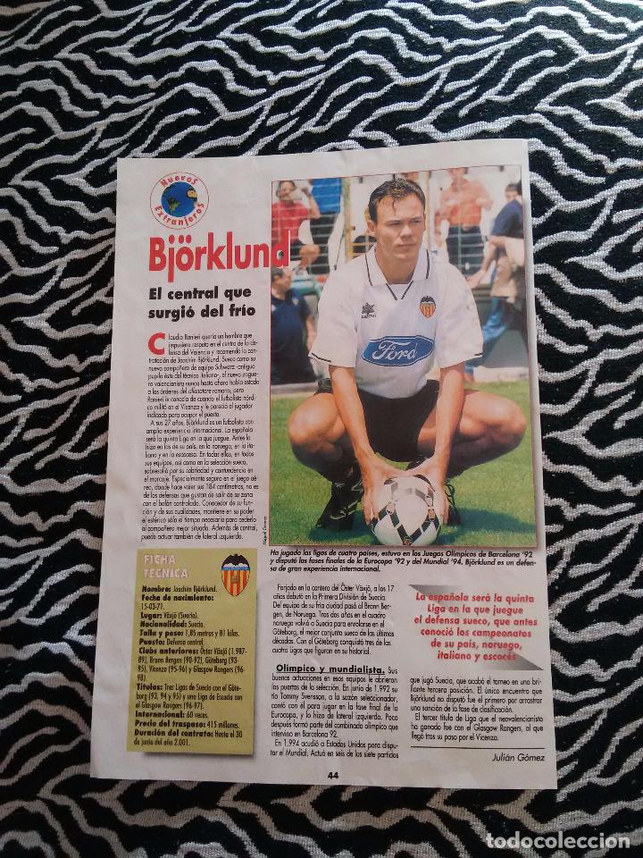 Sammelleidenschaft Sport: DOBLE FICHA T&Eacute;CNICA 1 P&Aacute;GINA REVISTA DON BAL&Oacute;N LIGA 1998-1999 (98-99): BJORKLUND (VALENCIA) Y POSSE
