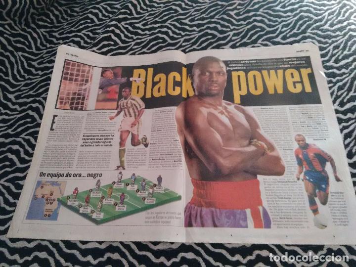 Collezionismo sportivo: REPORTAJE DOS P&Aacute;GINAS A COLOR DIARIO SPORT - BLACK POWER: SONGO'O, AMUNIKE, WEAH, FINIDI (1997, 97)