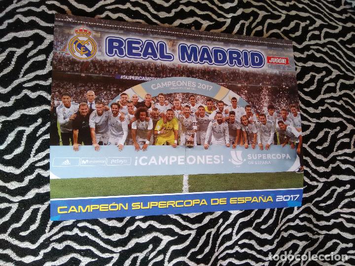 Collezionismo sportivo: DOBLE P&Oacute;STER 1 P&Aacute;G JUG&Oacute;N: REAL MADRID CAMPE&Oacute;N SUPERCOPA ESPA&Ntilde;A 2017, 17-18 Y DETR&Aacute;S PAULINHO (BAR&Ccedil;A)