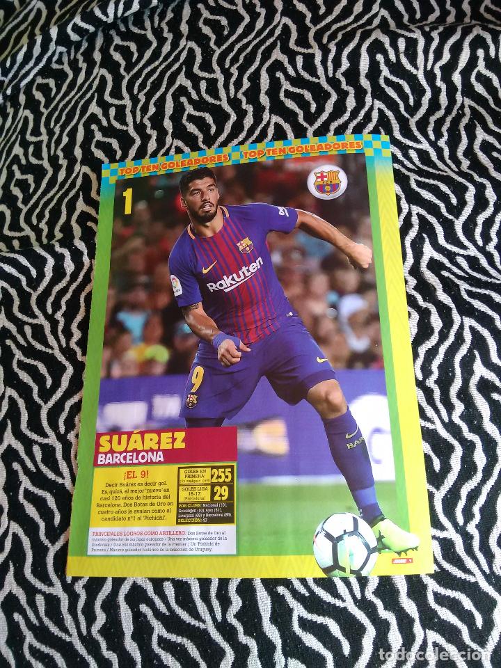 Collezionismo sportivo: P&Oacute;STER 1 P&Aacute;G REVISTA JUG&Oacute;N TOP GOLEADORES: LUIS SU&Aacute;REZ (F.C. BARCELONA, BAR&Ccedil;A) LIGA 2017-2018, 17-18