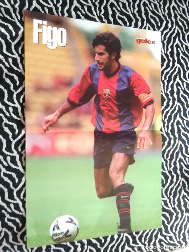Sammelleidenschaft Sport: ANTIGUO P&Oacute;STER 2 P&Aacute;GINAS REVISTA SOLO GOLES: LUIS FIGO, CAPIT&Aacute;N F.C.BARCELONA, BAR&Ccedil;A LIGA 1998-1999