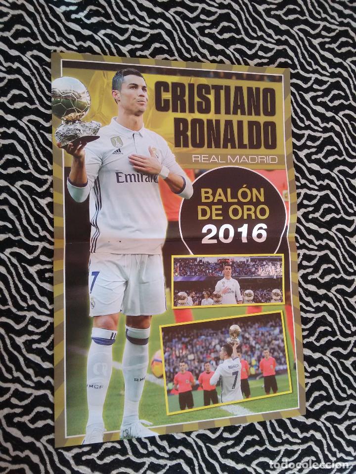 Collectionnisme sportif: DOBLE P&Oacute;STER 2 P&Aacute;G REVISTA JUG&Oacute;N-CRISTIANO RONALDO BAL&Oacute;N ORO,CR7 (REAL MADRID),BUSQUETS & IAGO ASPAS