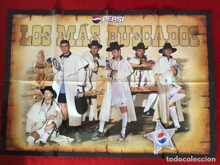 Collezionismo sportivo: RP GRAN CARTEL POSTER FUTBOL REAL MADRID PEPSI LOS MAS BUSCADOS RAUL HIERRO ROBERTO CARLOS IKER GUTI