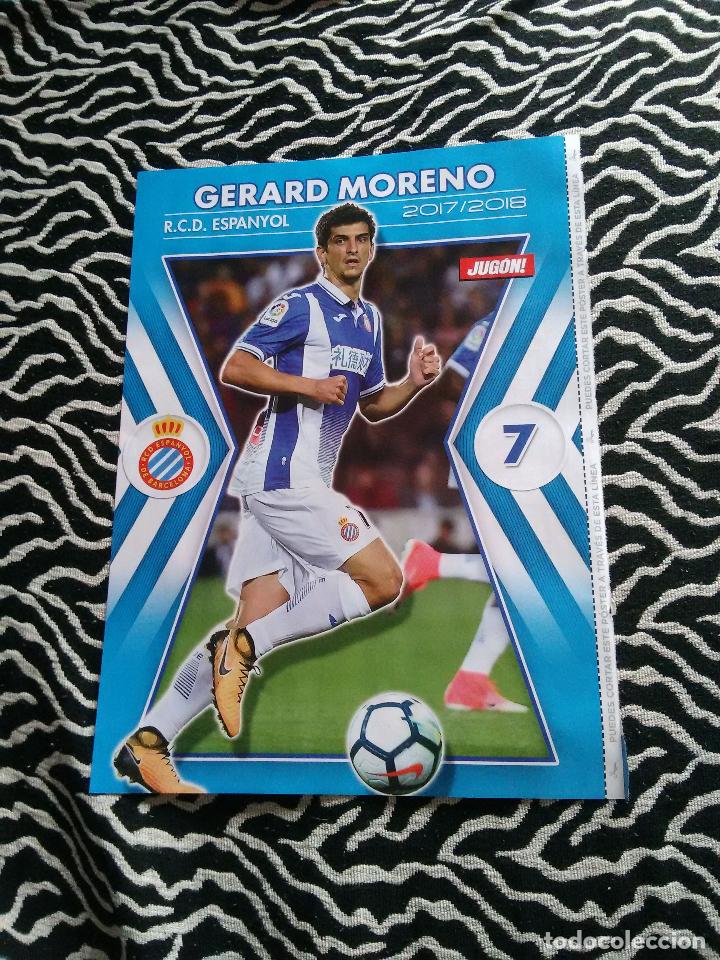 Coleccionismo deportivo: DOBLE P&Oacute;STER 1 P&Aacute;GINA JUG&Oacute;N: UN LADO GERARD MORENO (ESPANYOL), OTRO LADO ALINEACI&Oacute;N ATHLETIC BILBAO