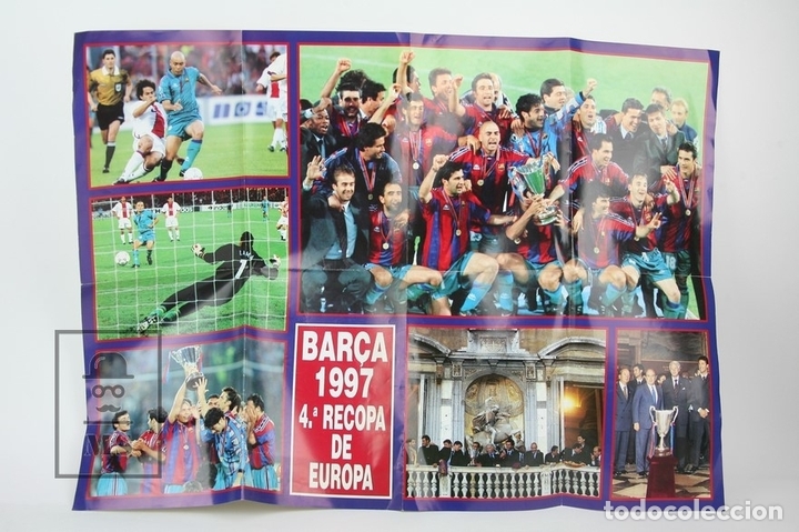 Sammelleidenschaft Sport: Cartel / Poster De F&uacute;tbol - F.C. Barcelona 1997 4&ordf; Recopa De Europa/Bar&ccedil;a - Guardiola, Luis Enrique