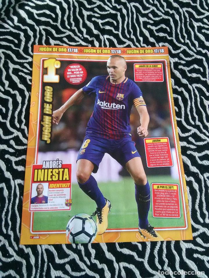 Collezionismo sportivo: P&Oacute;STER 1 P&Aacute;GINA REVISTA JUG&Oacute;N: ANDR&Eacute;S INIESTA (F.C. BARCELONA, BAR&Ccedil;A) JUG&Oacute;N DE ORO 2017-2018, 17-18