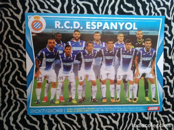 Collectionnisme sportif: DOBLE P&Oacute;STER 1 P&Aacute;GINA REVISTA JUG&Oacute;N: ESPANYOL 2017-2018 ALINEACI&Oacute;N 17-18 Y CARRASCO, ATL&Eacute;TICO MADRID