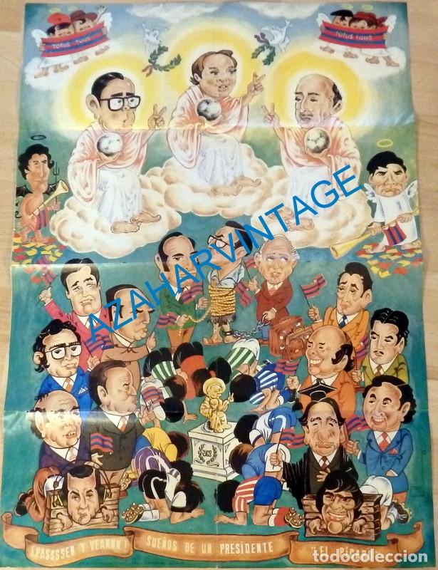 Sammelleidenschaft Sport: 1983, RARISIMO POSTER SATIRICO F.C.BARCELONA, MUY RARO, 48X70 CMS