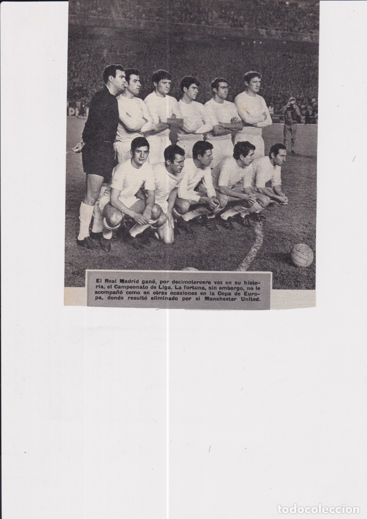 Sammelleidenschaft Sport: REAL MADRID: Recorte de un equipo de 1968