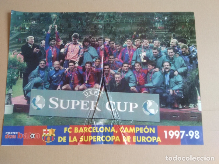 Sammelleidenschaft Sport: ANTIGUO P&Oacute;STER 2 P&Aacute;GINAS BAR&Ccedil;A CAMPE&Oacute;N SUPERCOPA 1997-1998 BARCELONA F&Uacute;TBOL 97-98 REVISTA DON BAL&Oacute;N