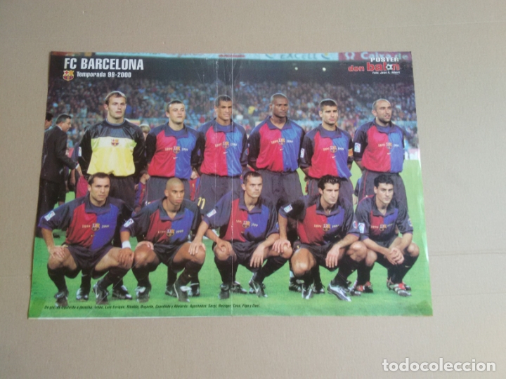 Collectionnisme sportif: ANTIGUO P&Oacute;STER 2 P&Aacute;GINAS BAR&Ccedil;A 1999-2000 BARCELONA EQUIPO LIGA F&Uacute;TBOL 99-00 REVISTA DON BAL&Oacute;N