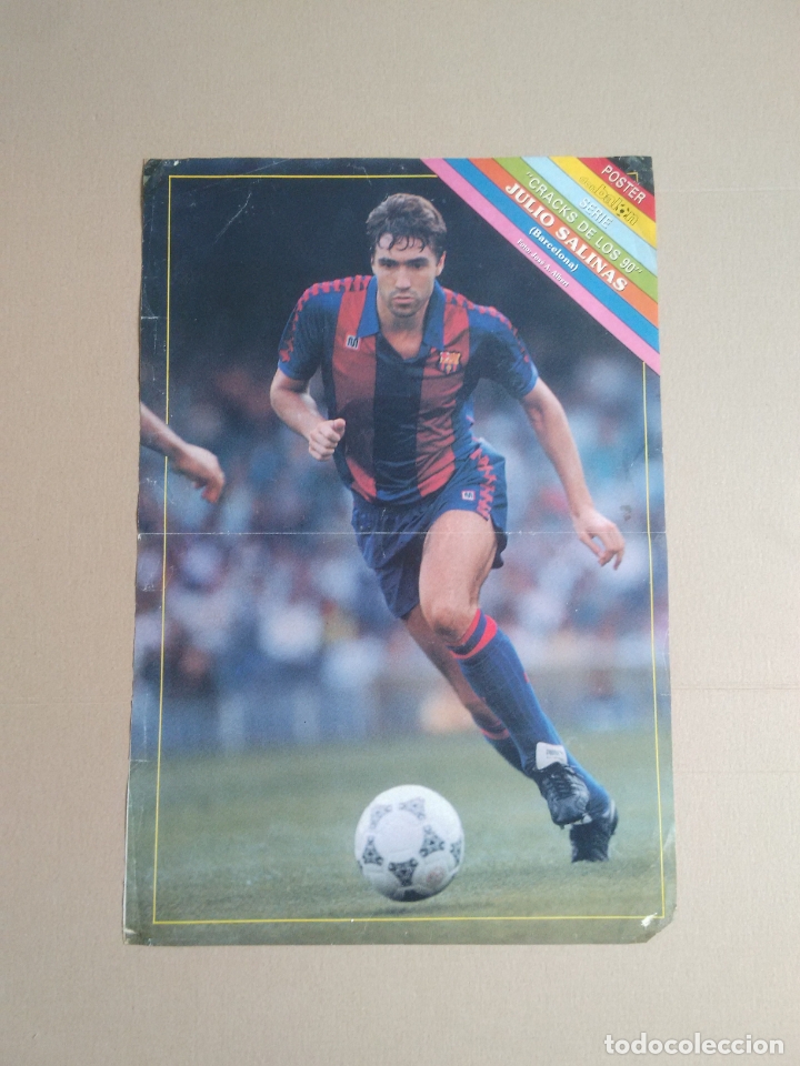 Collectionnisme sportif: ANTIGUO P&Oacute;STER 2 P&Aacute;GINAS JULIO SALINAS (BARCELONA, BAR&Ccedil;A) SERIE CRACKS DE LOS 90 REVISTA DON BAL&Oacute;N