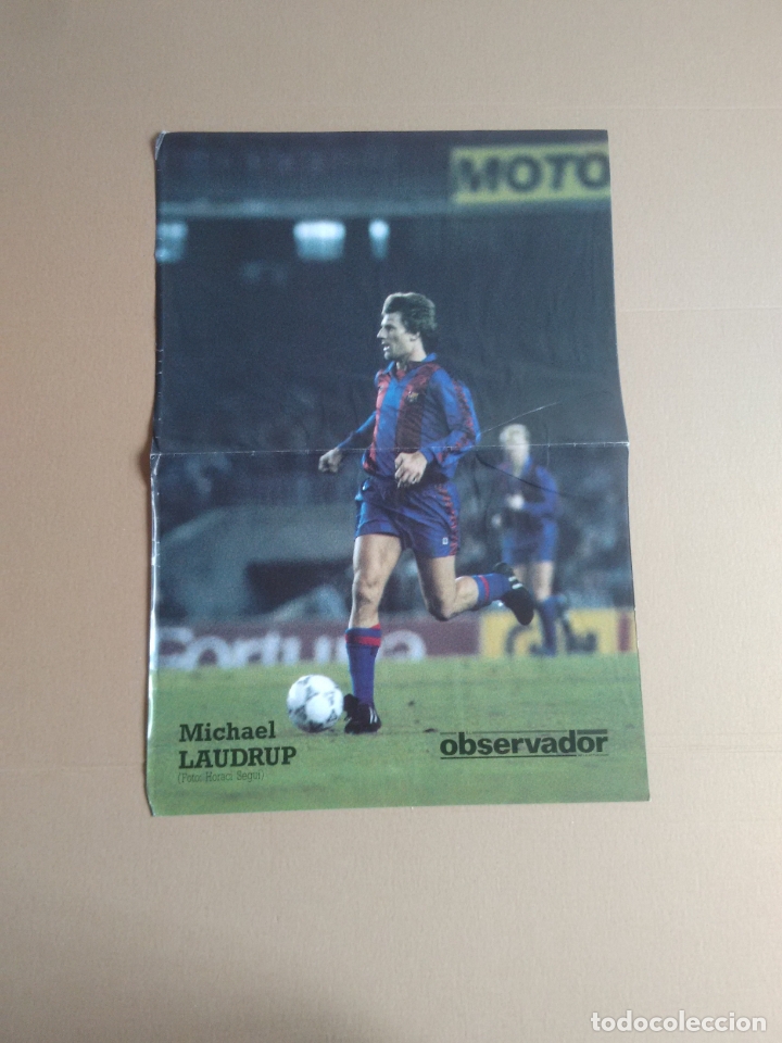 Sammelleidenschaft Sport: ANTIGUO P&Oacute;STER LAUDRUP, BARCELONA 1990-1991 BAR&Ccedil;A LIGA F&Uacute;TBOL 90-91 EL OBSERVADOR MIDE 29 X 42 CM