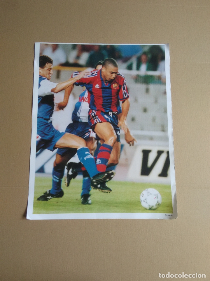 Collectionnisme sportif: P&Oacute;STER RONALDO, BARCELONA 1996-1997 BAR&Ccedil;A LIGA F&Uacute;TBOL 96-97 MIDE UNOS 30 X 37 CM
