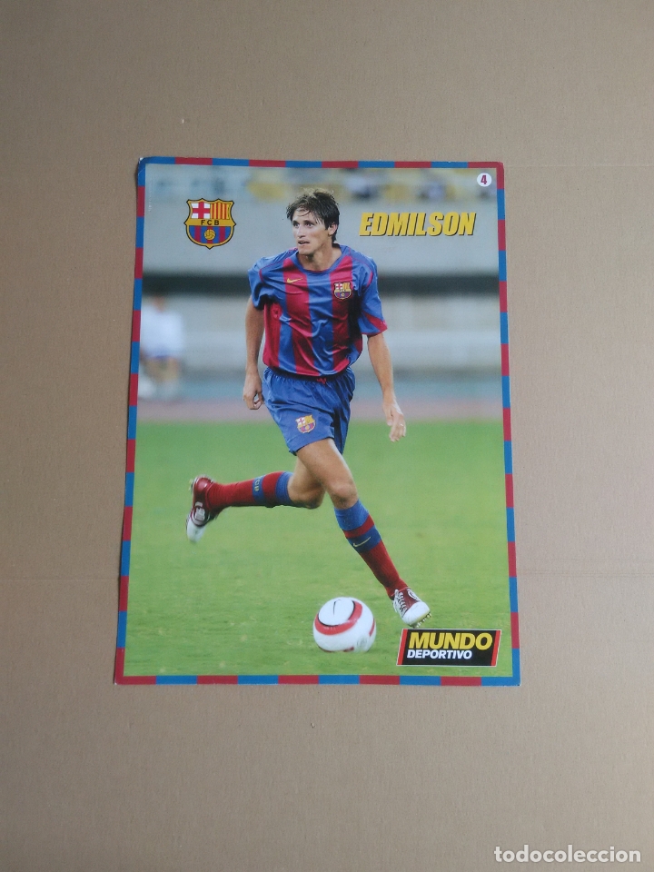 Collectionnisme sportif: N&ordm; 4 P&Oacute;STER EDMILSON BARCELONA 2004-2005, BAR&Ccedil;A LIGA F&Uacute;TBOL 04-05 MUNDO DEPORTIVO (24,5 X 34 CM)