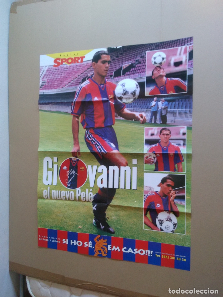 Collectionnisme sportif: ANTIGUO P&Oacute;STER BAR&Ccedil;A 1996-1997 SPORT GIOVANNI FICHAJE F. C. BARCELONA LIGA 96-97 MIDE 60 X 79 CM