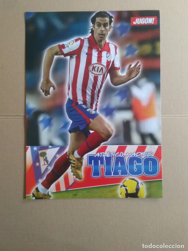 Collezionismo sportivo: DOBLE P&Oacute;STER 1 P&Aacute;GINA REVISTA JUG&Oacute;N LIGA F&Uacute;TBOL: TIAGO (ATL&Eacute;TICO MADRID), JES&Uacute;S NAVAS (SEVILLA)