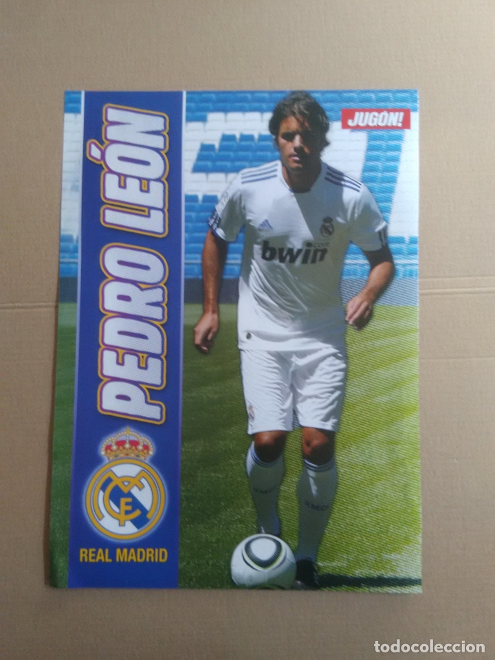 Collectionnisme sportif: DOBLE P&Oacute;STER 1 P&Aacute;GINA REVISTA JUG&Oacute;N LIGA F&Uacute;TBOL: PEDRO LE&Oacute;N REAL MADRID Y DESMARETS DEPORTIVO CORU&Ntilde;A