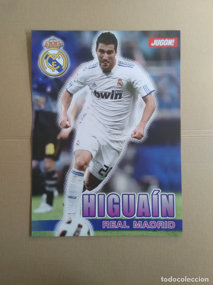 Collectionnisme sportif: DOBLE P&Oacute;STER 1 P&Aacute;GINA REVISTA JUG&Oacute;N LIGA F&Uacute;TBOL: HIGUA&Iacute;N (REAL MADRID) Y VALDEZ (H&Eacute;RCULES)