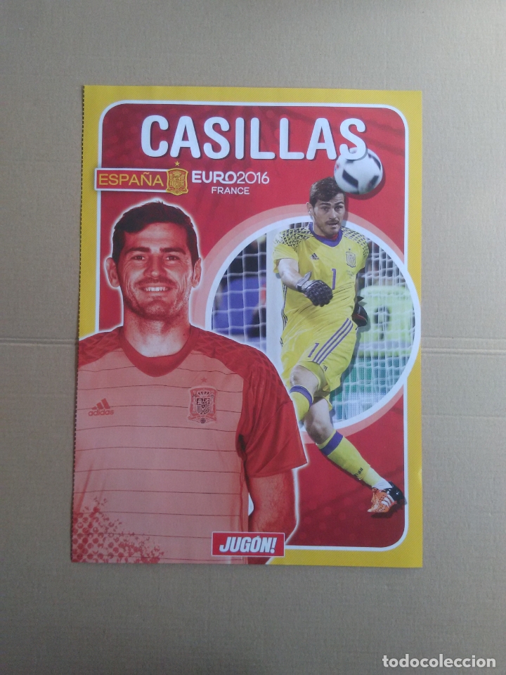 Collectionnisme sportif: DOBLE P&Oacute;STER 1 P&Aacute;GINA REVISTA JUG&Oacute;N SELECCI&Oacute;N ESPA&Ntilde;OLA, ESPA&Ntilde;A EURO FRANCE 2016: CASILLAS Y ALC&Aacute;CER