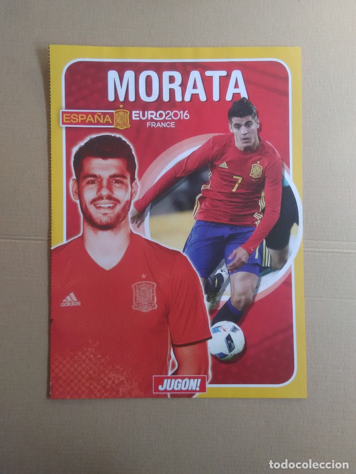 Collectionnisme sportif: DOBLE P&Oacute;STER 1 P&Aacute;GINA REVISTA JUG&Oacute;N SELECCI&Oacute;N ESPA&Ntilde;OLA, ESPA&Ntilde;A EURO FRANCE 2016: MORATA Y PEDRO