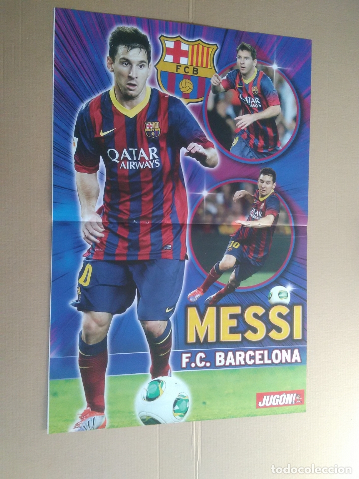 Coleccionismo deportivo: MESSI BARCELONA BAR&Ccedil;A P&Oacute;STER 2 P&Aacute;GINAS REVISTA JUG&Oacute;N DETR&Aacute;S SOSA ATL&Eacute;TICO MADRID LEO BAPTISTAO BETIS