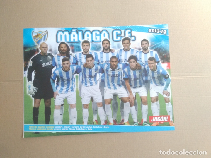 Sports collectibles: P&Oacute;STER 1 P&Aacute;GINA REVISTA JUG&Oacute;N: EQUIPO M&Aacute;LAGA 13-14 LIGA F&Uacute;TBOL 2013-2014