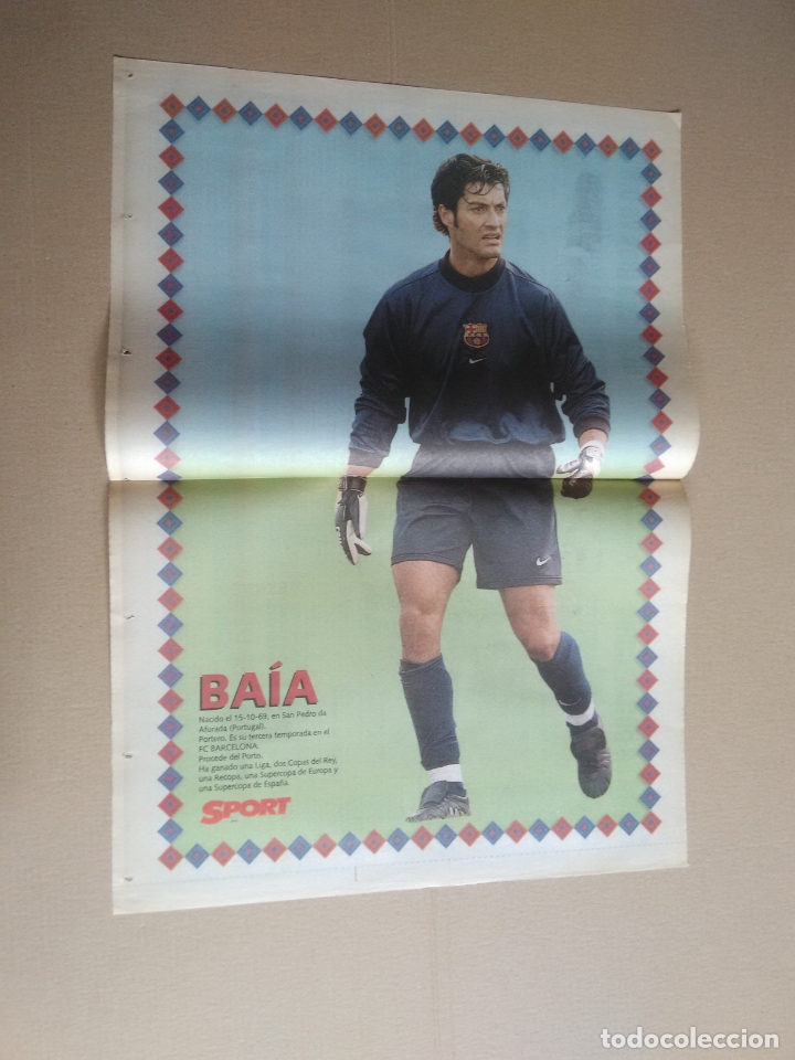 Collectionnisme sportif: ANTIGUO P&Oacute;STER 2 P&Aacute;GINAS DIARIO SPORT: VITOR BA&Iacute;A F.C.BARCELONA, BAR&Ccedil;A 98-99 LIGA F&Uacute;TBOL 1998-1999