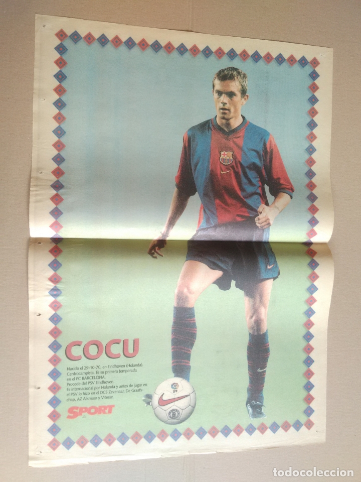 Collectionnisme sportif: ANTIGUO P&Oacute;STER 2 P&Aacute;GINAS DIARIO SPORT: COCU F.C.BARCELONA, BAR&Ccedil;A 98-99 LIGA F&Uacute;TBOL 1998-1999
