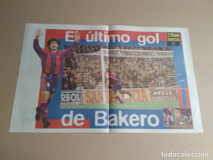 Collectionnisme sportif: P&Oacute;STER &Uacute;LTIMO GOL DE BAKERO MUNDO DEPORTIVO BARCELONA TEMPORADA 1996-1997 LIGA 96-97 (57 X 36 CM)