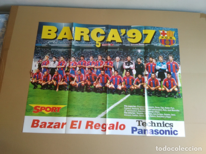 Collectionnisme sportif: P&Oacute;STER BAR&Ccedil;A 97 EQUIPO PLANTILLA F.C. BARCELONA 1996-1997 DIARIO SPORT LIGA 96-97 (80 X 60 CM)