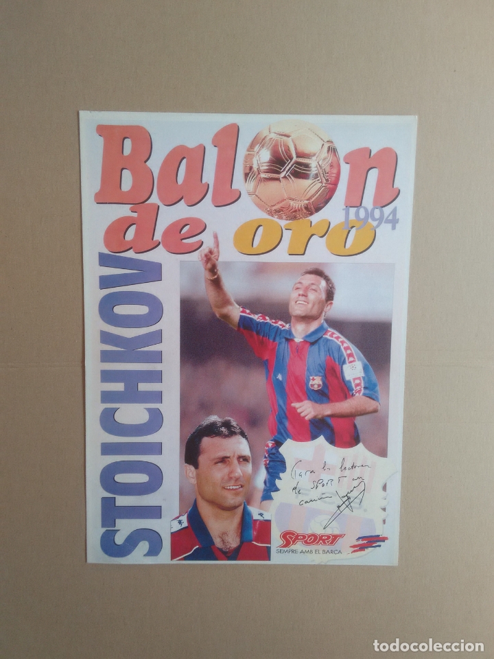 Collectionnisme sportif: HRISTO STOICHKOV - L&Aacute;MINA POSTAL BARCELONA SPORT BAL&Oacute;N DE ORO 1994, BAR&Ccedil;A MIDE 21 X 29,5 CM