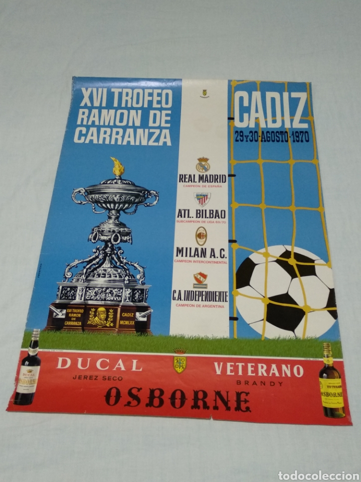Collectionnisme sportif: CARTEL XVI TROFEO CARRANZA 1970 CADIZ C.F. 60X83CM
