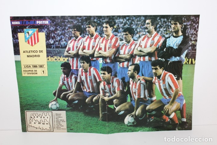 Collectionnisme sportif: LAMINA O POSTER FUTBOL PLANTILLA ATLETICO DE MADRID MARCA LIGA 1986 - 1987