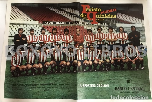 Coleccionismo deportivo: P&oacute;ster R. Sporting de Gij&oacute;n. Temporada 1973-74. Quini
