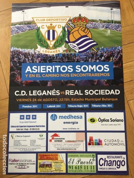 Sammelleidenschaft Sport: CARTEL POSTER OFICIAL FUTBOL LEGANES REAL SOCIEDAD LIGA TEMPORADA 2018 2019