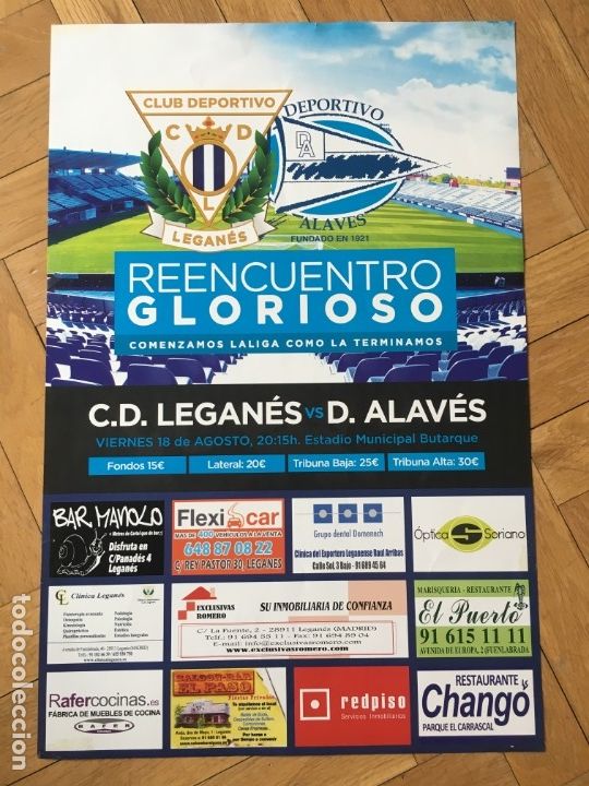 Sammelleidenschaft Sport: CARTEL POSTER OFICIAL FUTBOL LEGANES 1-0 ALAVES LIGA TEMPORADA 2017 2018