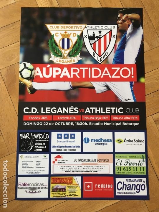 Sammelleidenschaft Sport: CARTEL POSTER OFICIAL FUTBOL LEGANES 1-0 ATHLETIC CLUB BILBAO LIGA TEMPORADA 2017 2018