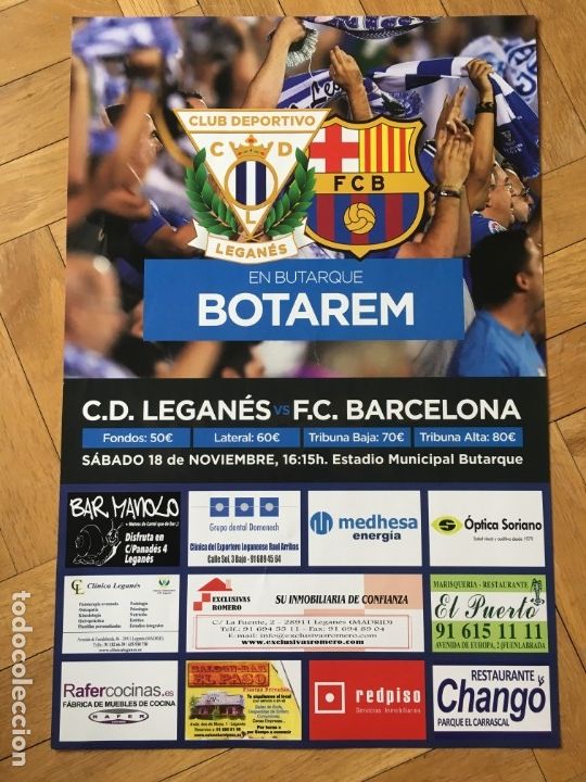 Sammelleidenschaft Sport: CARTEL POSTER OFICIAL FUTBOL LEGANES 0-3 BARCELONA LIGA TEMPORADA 2017 2018