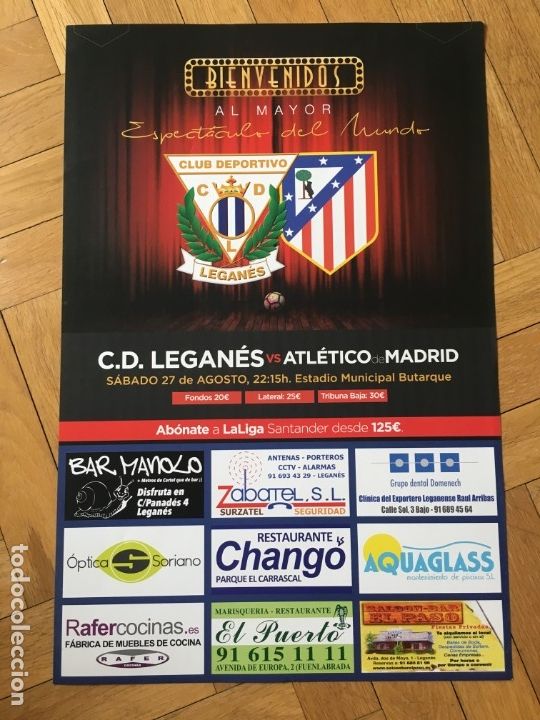 Sammelleidenschaft Sport: CARTEL POSTER OFICIAL FUTBOL LEGANES 0-0 ATLETICO MADRID LIGA TEMPORADA 2016 2017