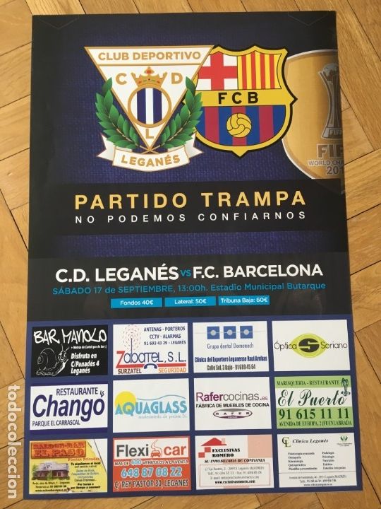 Sammelleidenschaft Sport: CARTEL POSTER OFICIAL FUTBOL LEGANES 1-5 BARCELONA LIGA TEMPORADA 2016 2017