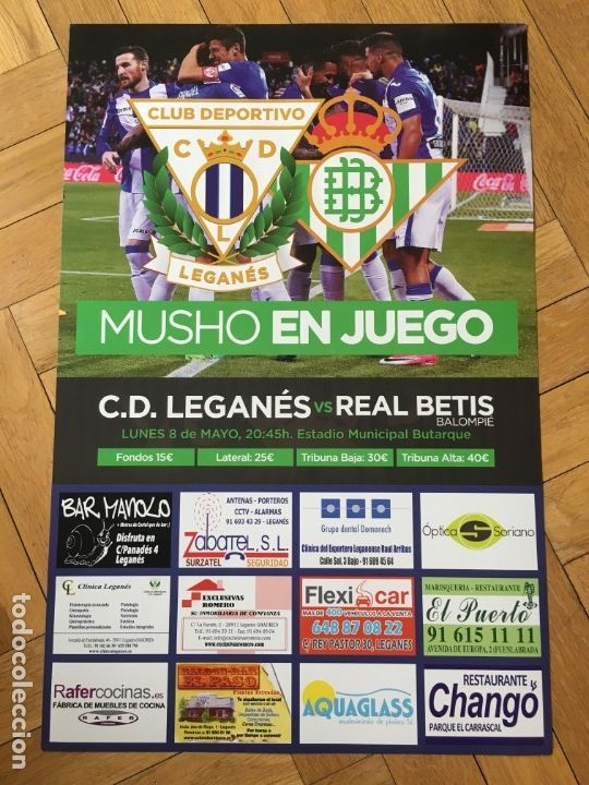 Sammelleidenschaft Sport: CARTEL POSTER OFICIAL FUTBOL LEGANES 4-0 REAL BETIS LIGA TEMPORADA 2016 2017