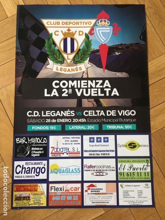Sammelleidenschaft Sport: CARTEL POSTER OFICIAL FUTBOL LEGANES 0-2 CELTA VIGO LIGA TEMPORADA 2016 2017