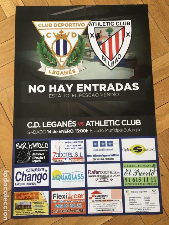 Sammelleidenschaft Sport: CARTEL POSTER OFICIAL FUTBOL LEGANES 0-0 ATHLETIC CLUB BILBAO LIGA TEMPORADA 2016 2017