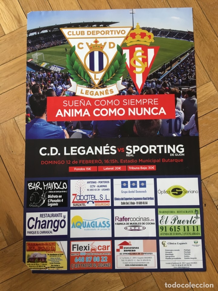 Sammelleidenschaft Sport: CARTEL POSTER OFICIAL FUTBOL LEGANES 0-2 SPORTING GIJON LIGA TEMPORADA 2016 2017
